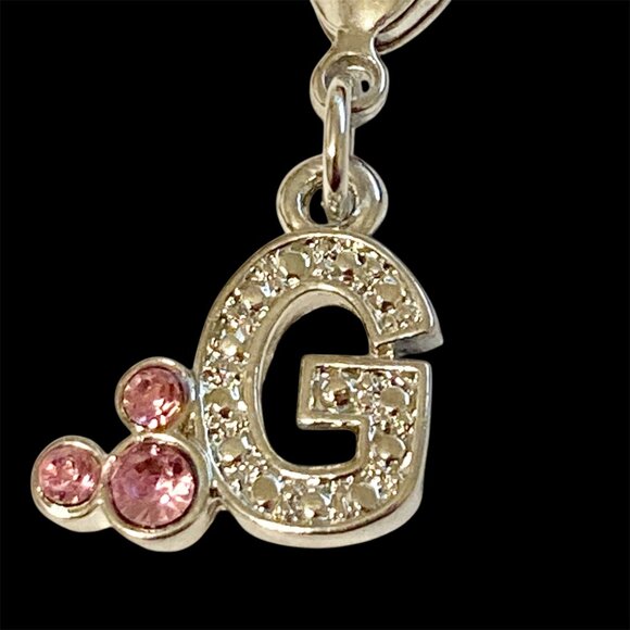 Vintage Disney Pink Crystal Mickey Mouse Ears Charm Clip On Initial Letter G - Picture 3 of 10